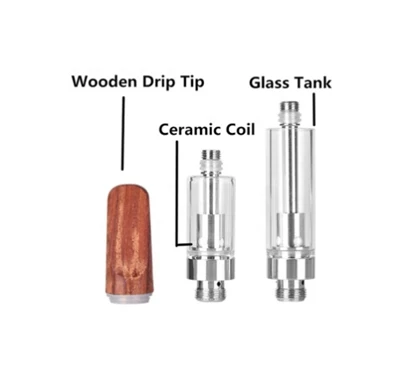 Hộp mực CBD có thể nạp bằng bạc, hộp mực có thể nạp lại bằng bạc, 510 Vụ rò rỉ bằng chứng rò rỉ bằng gốm 12OHM cho hộp pin MOD & CBD/Bút Vape dầu dày (dùng một lần, 1.0ml, không có nicotine)